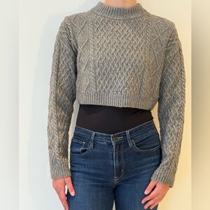 H&M Gray Cable Knit Cropped Sweater